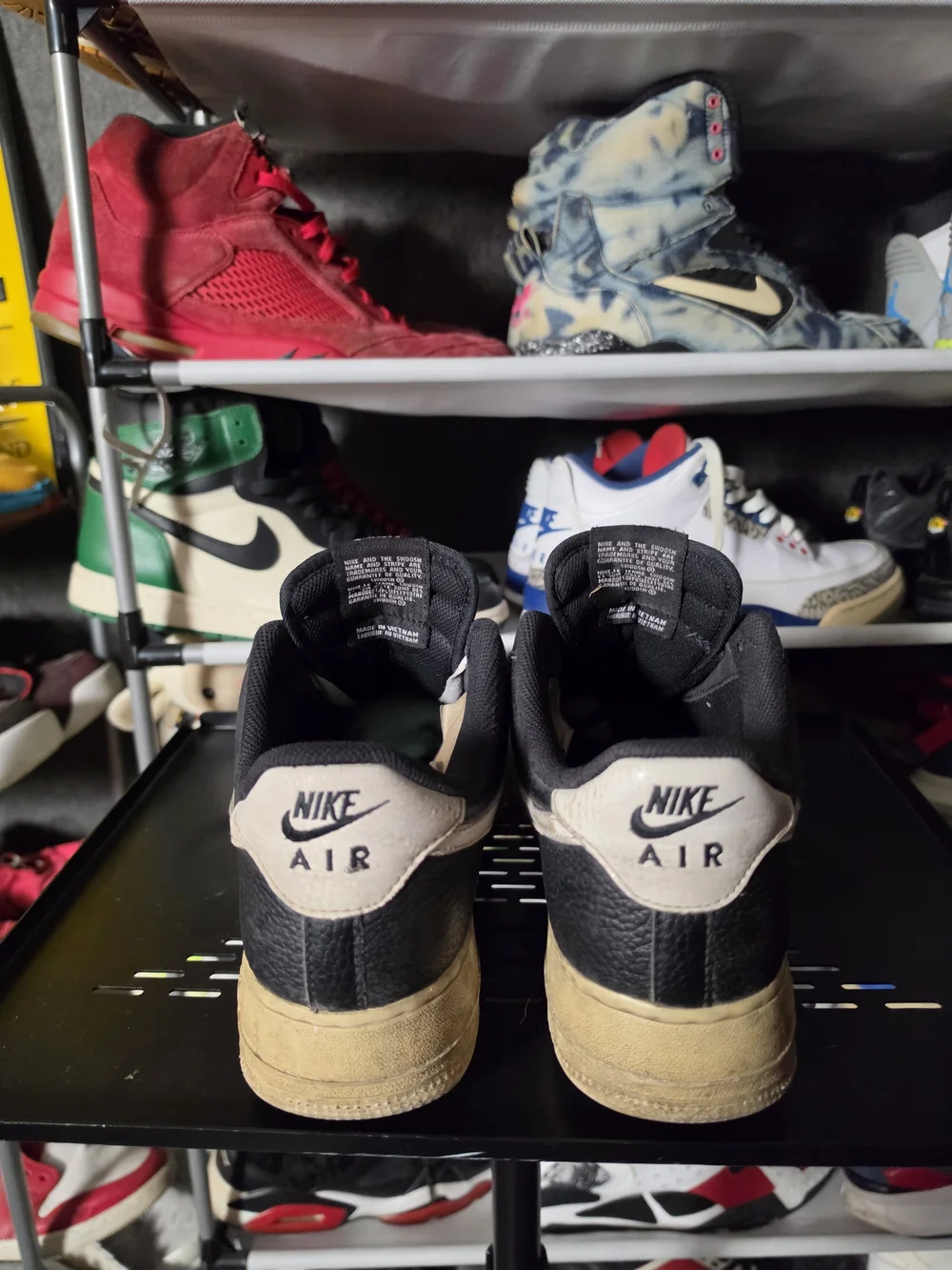 🔥 Nike Black Cream Air Force 1 Low Sneakers Men Size 10 Well Worn!